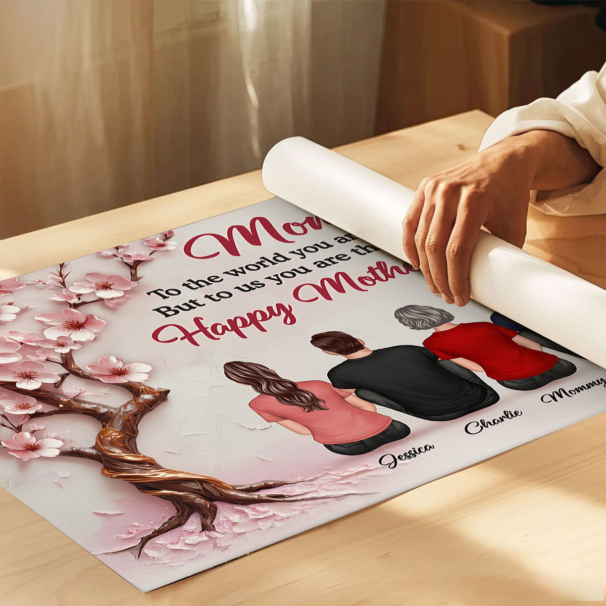 3D Effect Blossom Tree MOM To Us You Are The World Personalized Poster, Gift For Mom