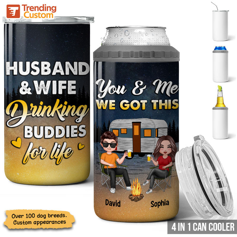 You Me We Got This Doll Couple Campsite At Night Personalized 4 In 1 Can Cooler