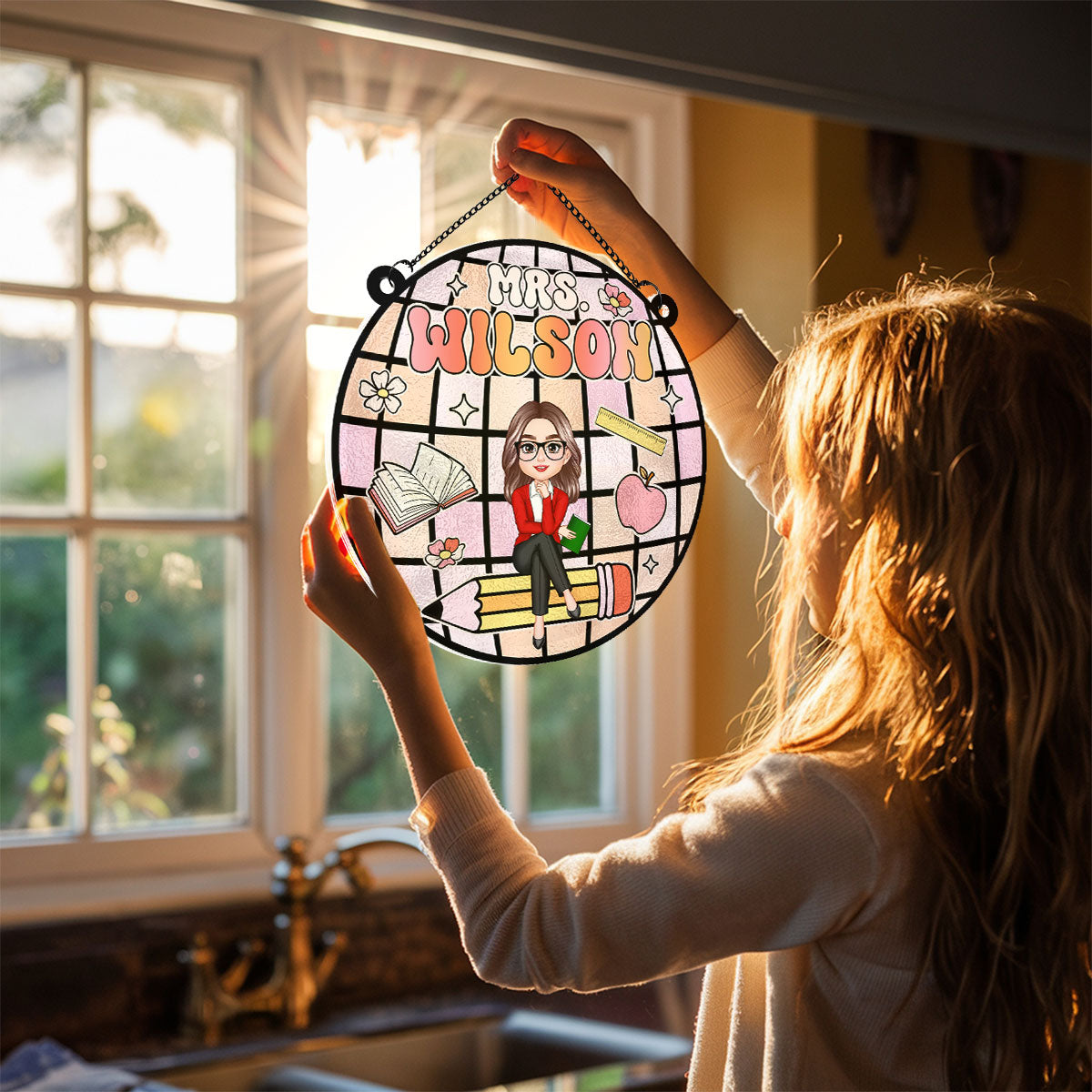 Teacher Classroom Personalized Suncatcher, Classroom Decor
