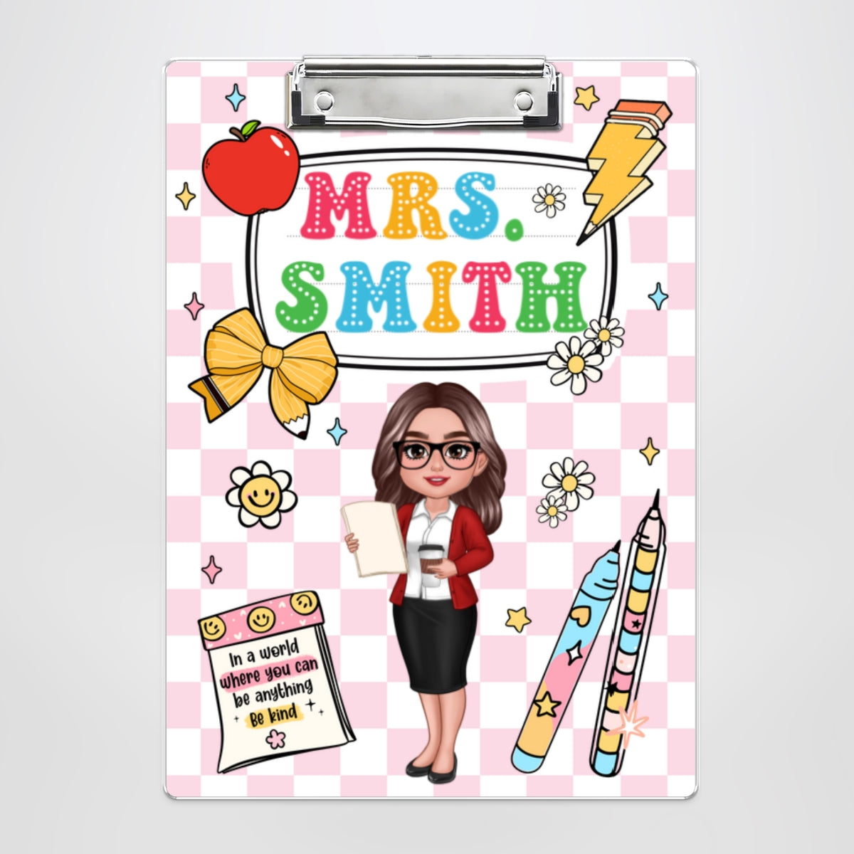 Custom Teacher Clipboard With Name, Personalized Teacher Gifts, Back To School Gift, Thank You Gift for Teacher, Teacher Appreciation Gift