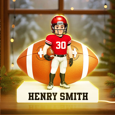 Football Boy 3D Effect - Personalized Light Box - Christmas Gift for Teen Boy Girl Daughter Son