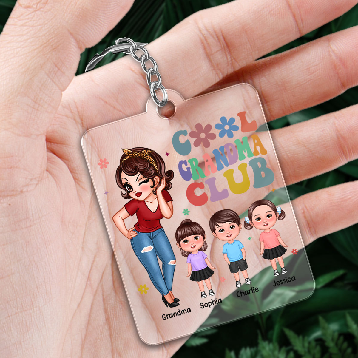 Cool Grandma Club Personalized Acrylic Keychain, Gift For Grandma