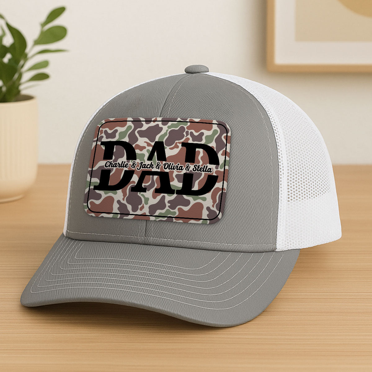 Dad Camouflage Pattern Personalized Leather Patch Hat