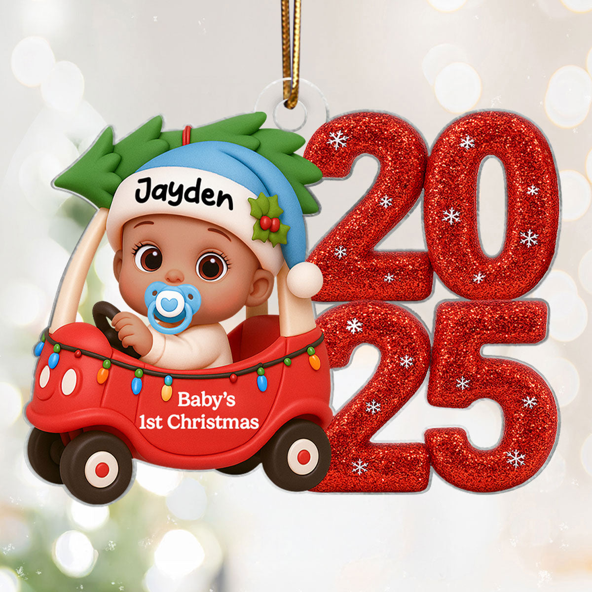 Baby Driving Car First Christmas - Personalized Acrylic Ornament - Christmas Gift For New Born, Baby