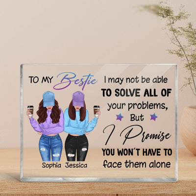 Front View Besties To My Bestie Personalized Personalized Horizontal Acrylic Block Plaque