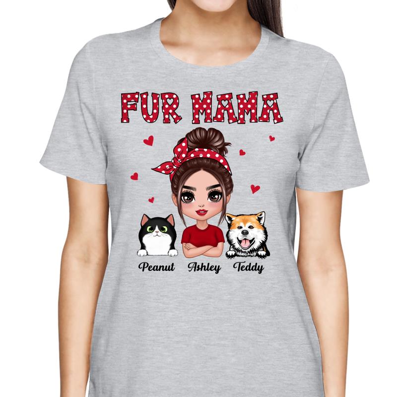 Polka Dot Pattern Dog Cat Mom Fur Mama Personalized Shirt