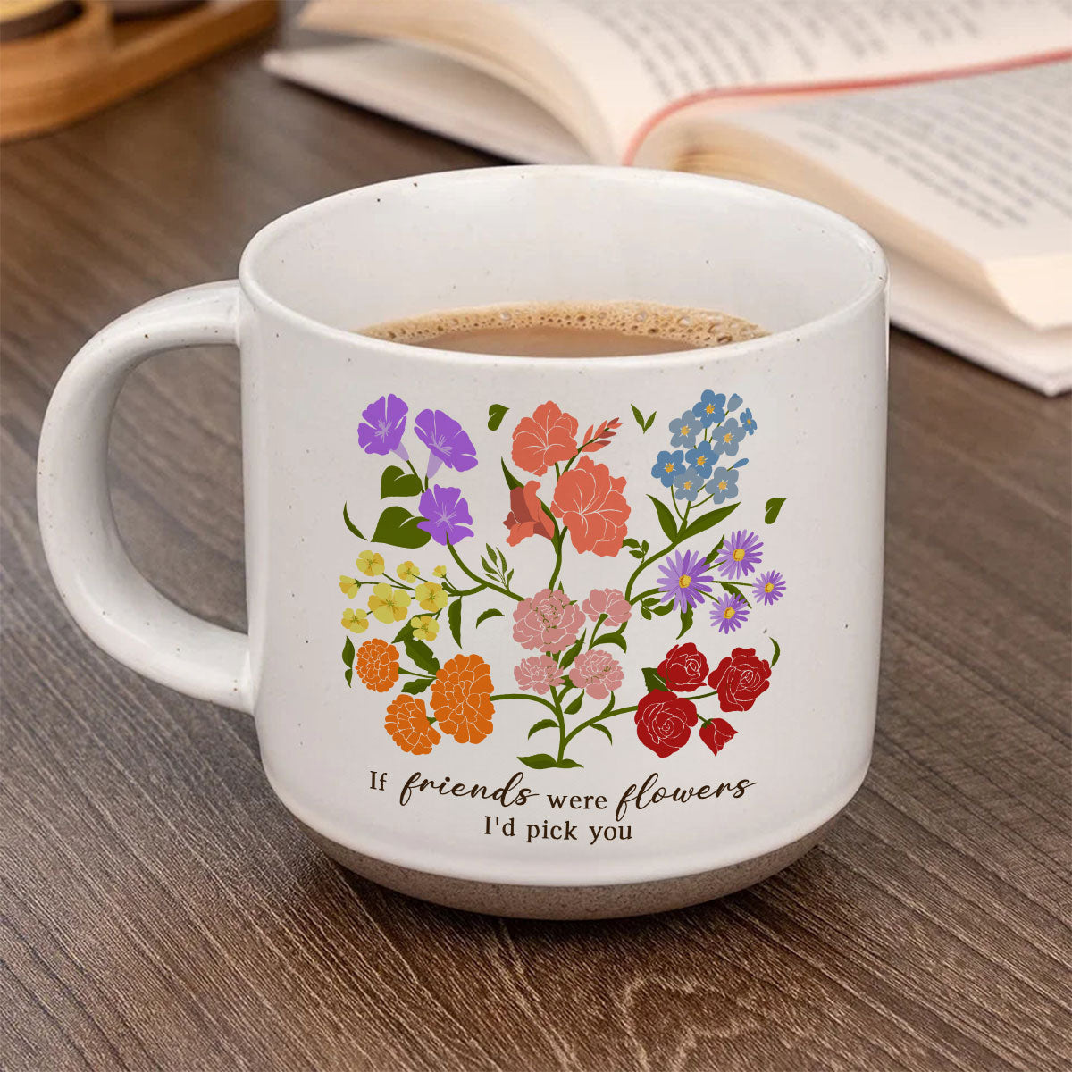 Custom Sisters Besties Birth Flower Bouquet Artwork Minimalist Personalized Pottery Mug