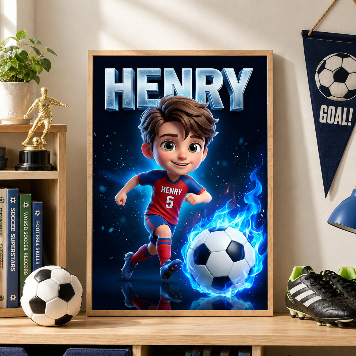 Custom Soccer Portrait from Photo - Personalized Poster - Soccer Player Gift, Boys Girls Room Decor