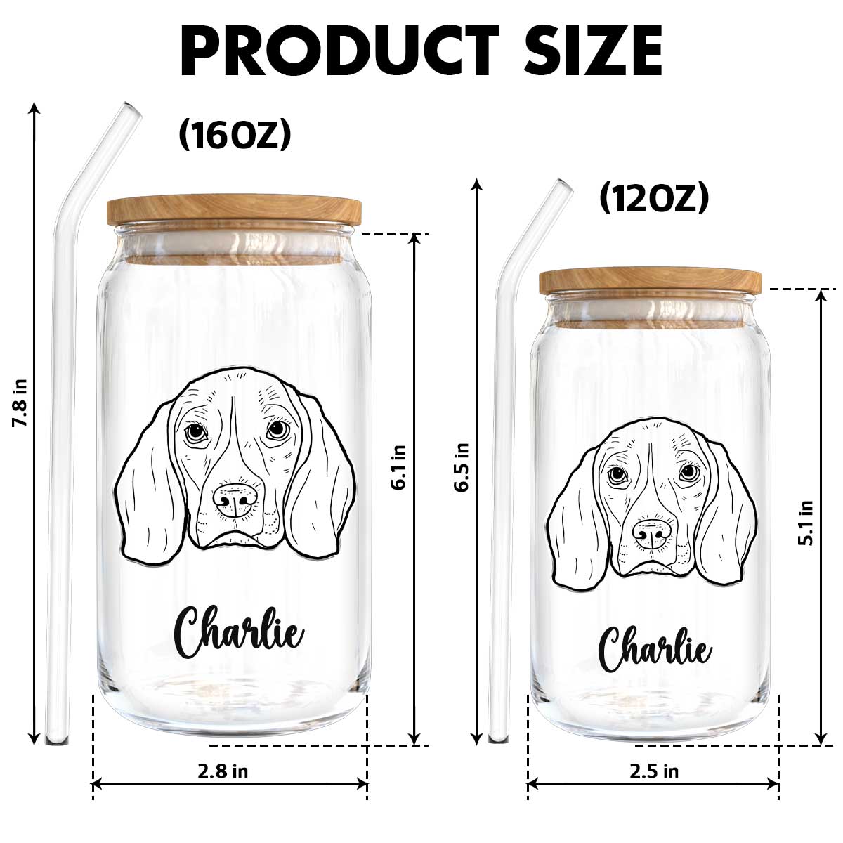 Gift For Dog Mom Dog Lover Dog Outline Personalized Clear Glass Can