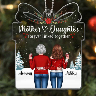 Like Mother Like Daughters In Snow Back View Personalized Acrylic Ornament