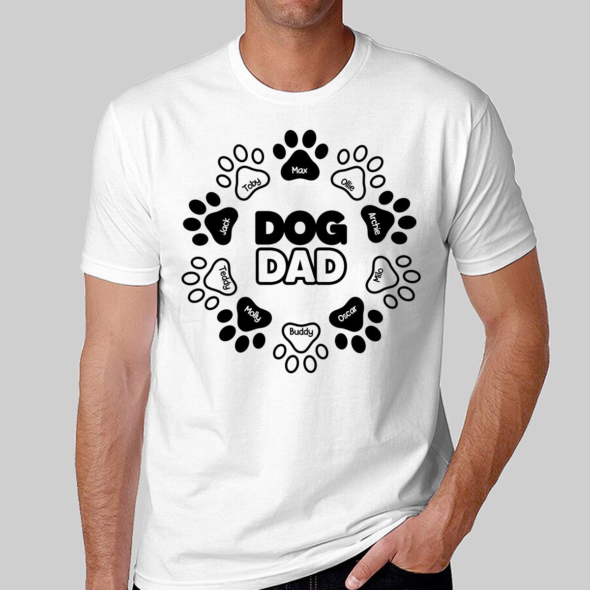 Dog Dad Outline Paw Father‘s Day Gift Personalized Shirt