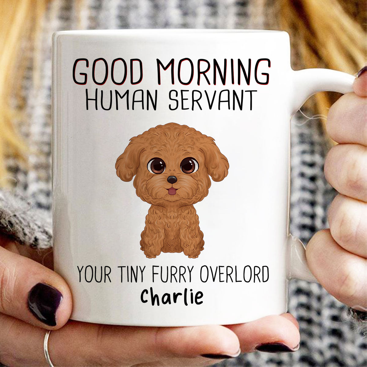 Watercolor Cute Dogs Good Morning Dog Human Servant Personalized Mug