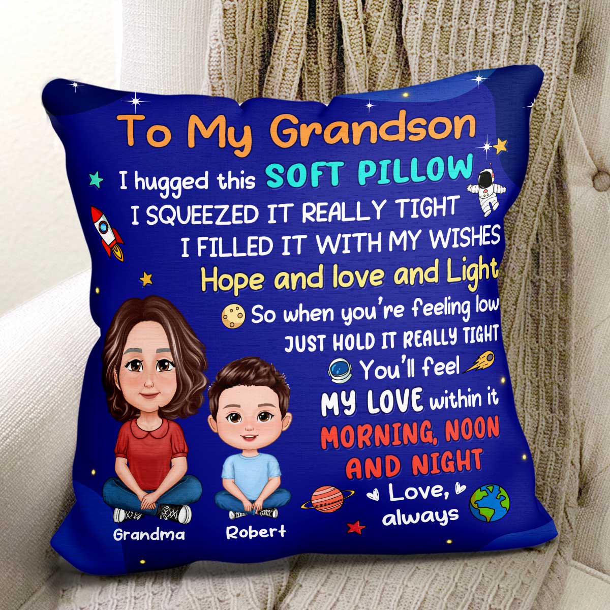 To My Granddaughter Grandson Crossed Legs Grandma Kid Personalized Pillow
