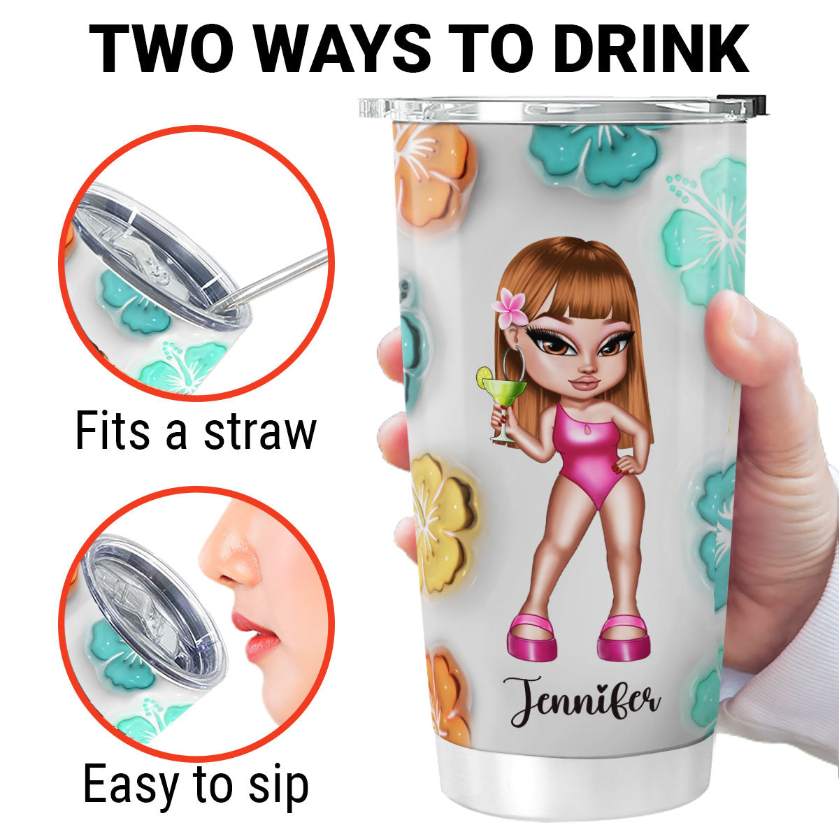 Summer Vibe Y2K Girl Retro Style Personalized Tumbler