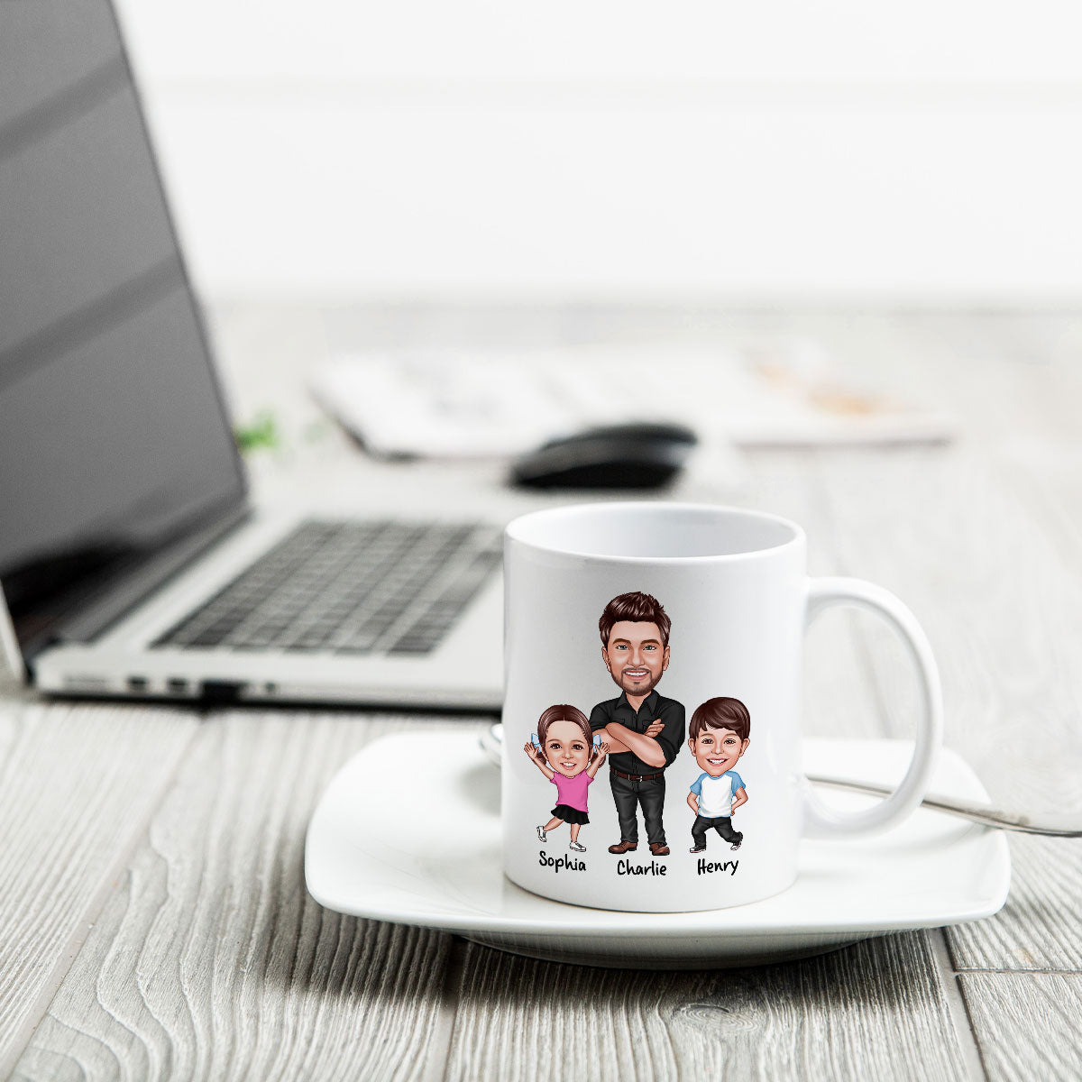 Dad Thanks For Always Saying Yes Caricature Style Personalized Mug