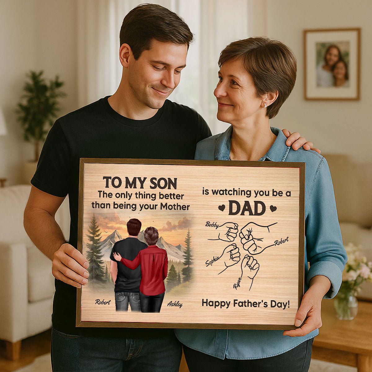From Mom Dad To Son Watching You Be A Dad Personalized Poster, Gift For Son