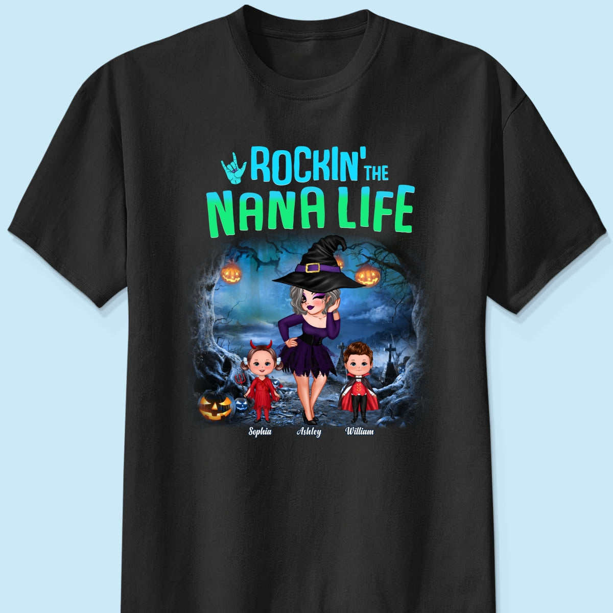 Night Halloween Rockin‘ Grandma Personalized Shirt