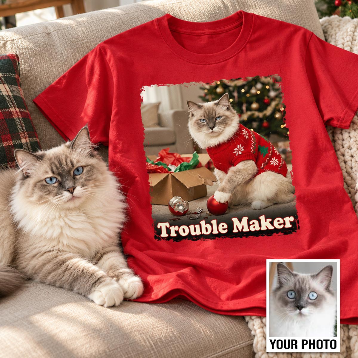 I Do What I Want Trouble Maker Upload Pet Photo - Personalized Shirt - Funny Christmas Gift For Pet Lovers