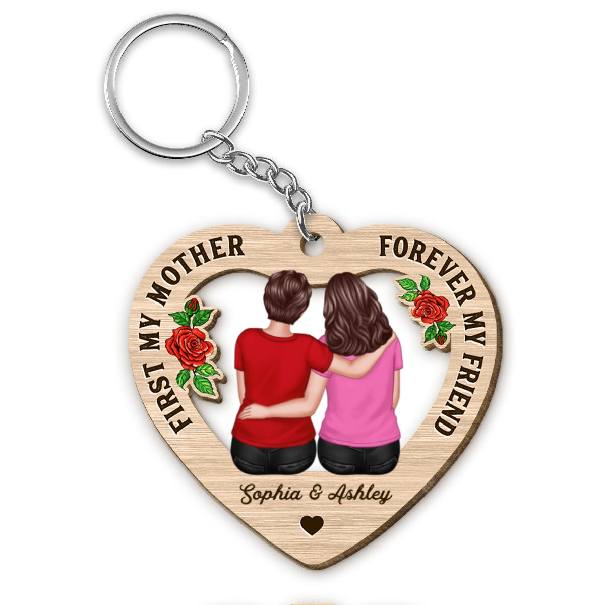 First My Mother Forever My Friend Gift for Mom Personalized Wooden Keychain