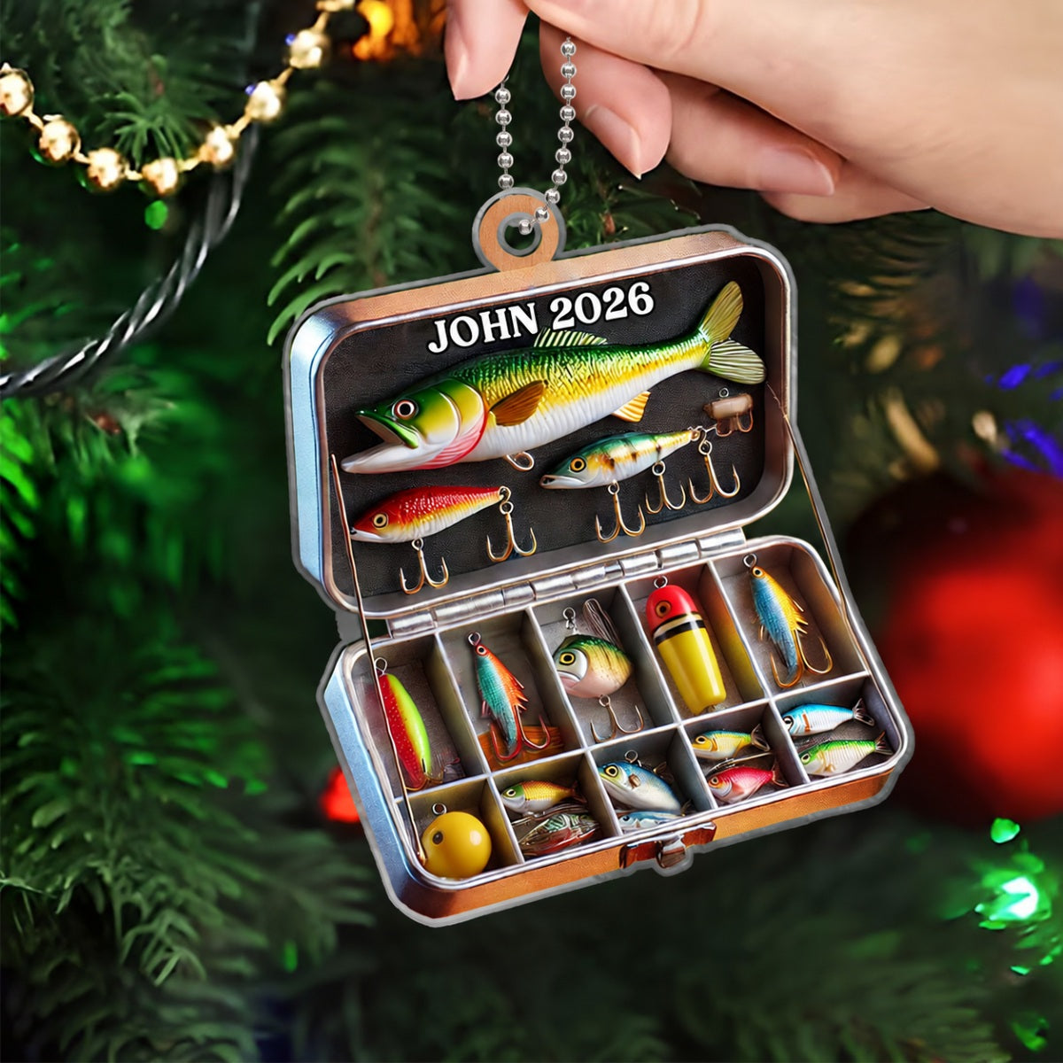Fishing Tackle Box 2D Flat Acrylic Ornament Not 3D, Fisherman Ornament, Fishing Dad Ornament, Christmas Gifts Tackle Box, Gifts for Him