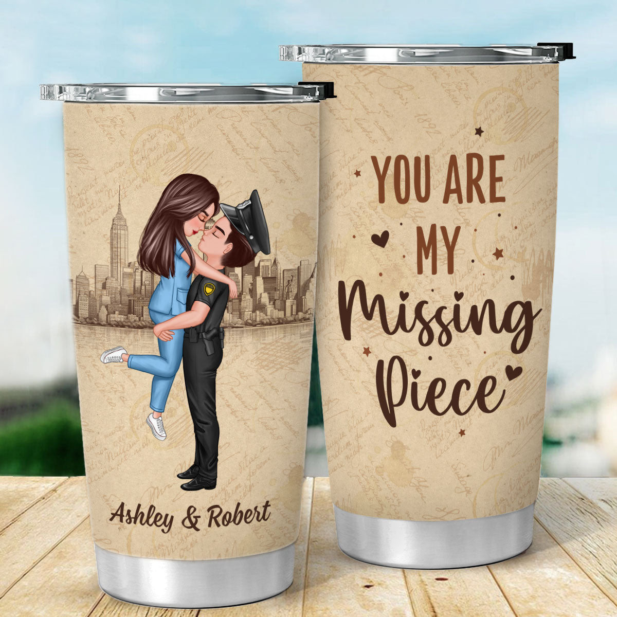 Forever Be My Always Couple Hugging Kissing Gifts by Occupation Gift For Her Gift For Him Firefighter, Nurse, Police Officer Personalized Tumbler