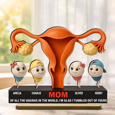 Mom I'm Glad I'm Tumbled Our Of Yours - Personalized 2-Layered Wooden Plaque - Mother's Day Gift for Mom, Wife