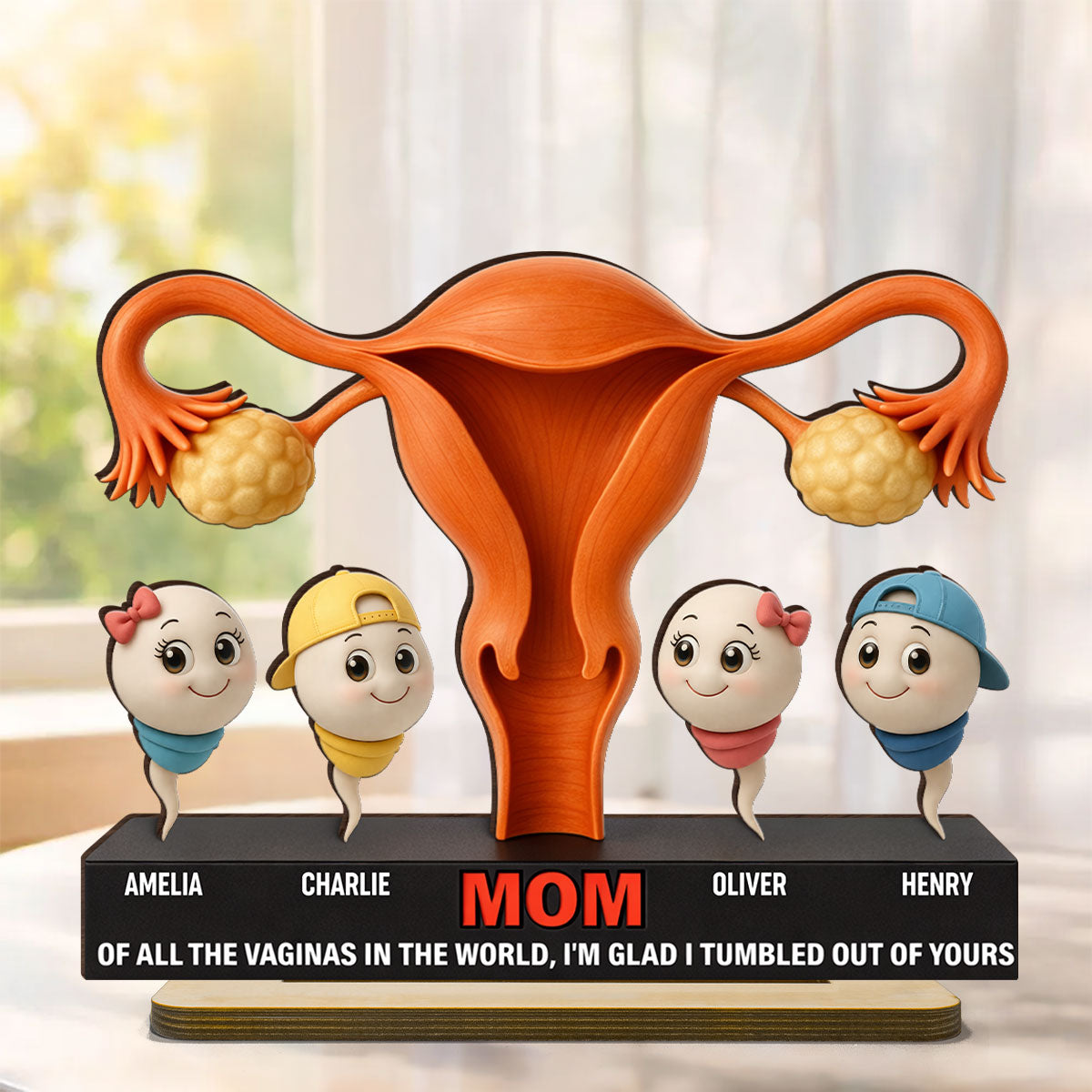 Mom I'm Glad I'm Tumbled Our Of Yours - Personalized 2-Layered Wooden Plaque - Mother's Day Gift for Mom, Wife