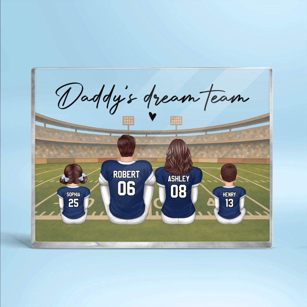 Retro Vintage American Football Daddy's Dream Team Personalized Acrylic Block Plaque| Unique Father's Day Gift For Dad, Husband