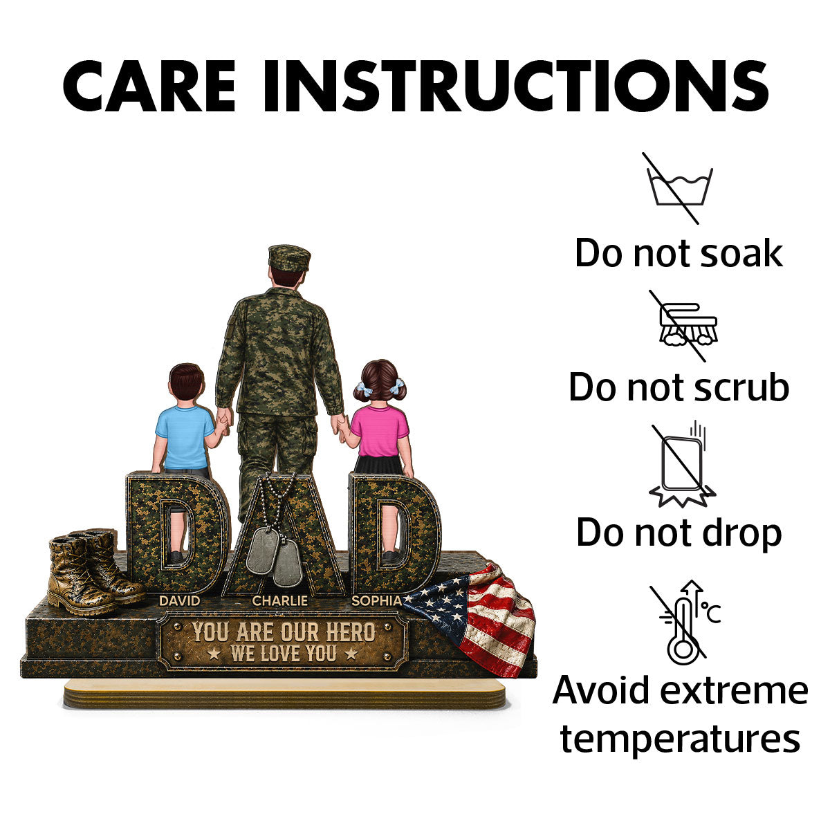 Army Dad You Are Our Hero - Personalized 2-Layered Wooden Plaque - Father's Day Gift For Dad, Husband