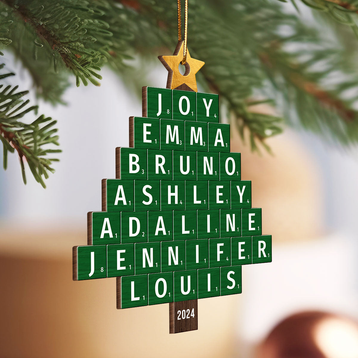 Christmas Tree Family Word Art Unique Christmas Decor Personalized Wooden Ornament