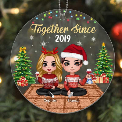 Doll Couple Sitting In House Personalized Acrylic Ornament