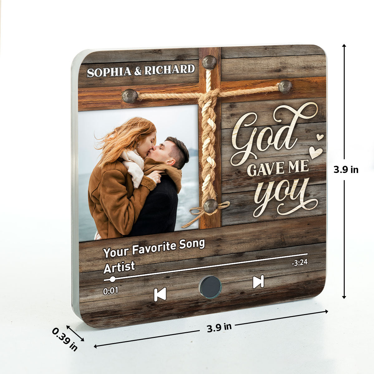 God Gave Me You Couple Photo Inserted Favorite Song Personalized Music Fridge Magnet, Valentine's Gift For Her, Gift For Him