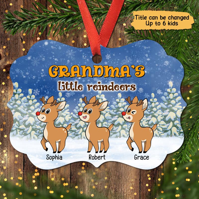 Grandma‘s Reindeers Personalized Christmas Ornament