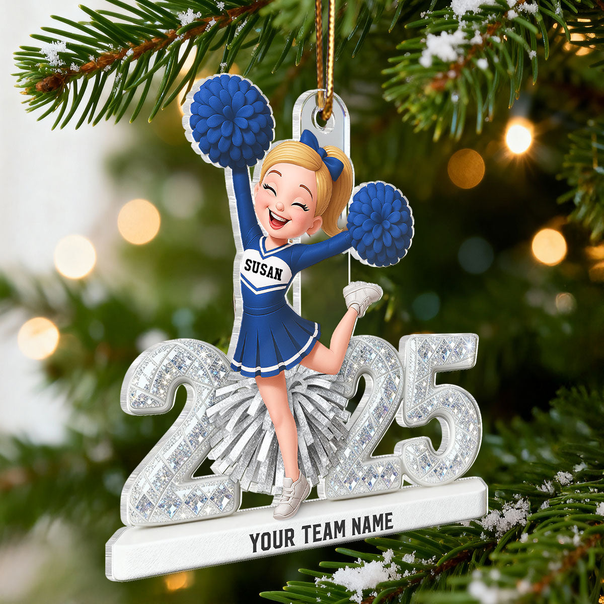 3D Shining Effect Cheerleader - Personalized Acrylic Car Hanger - Gift For Cheerleaders