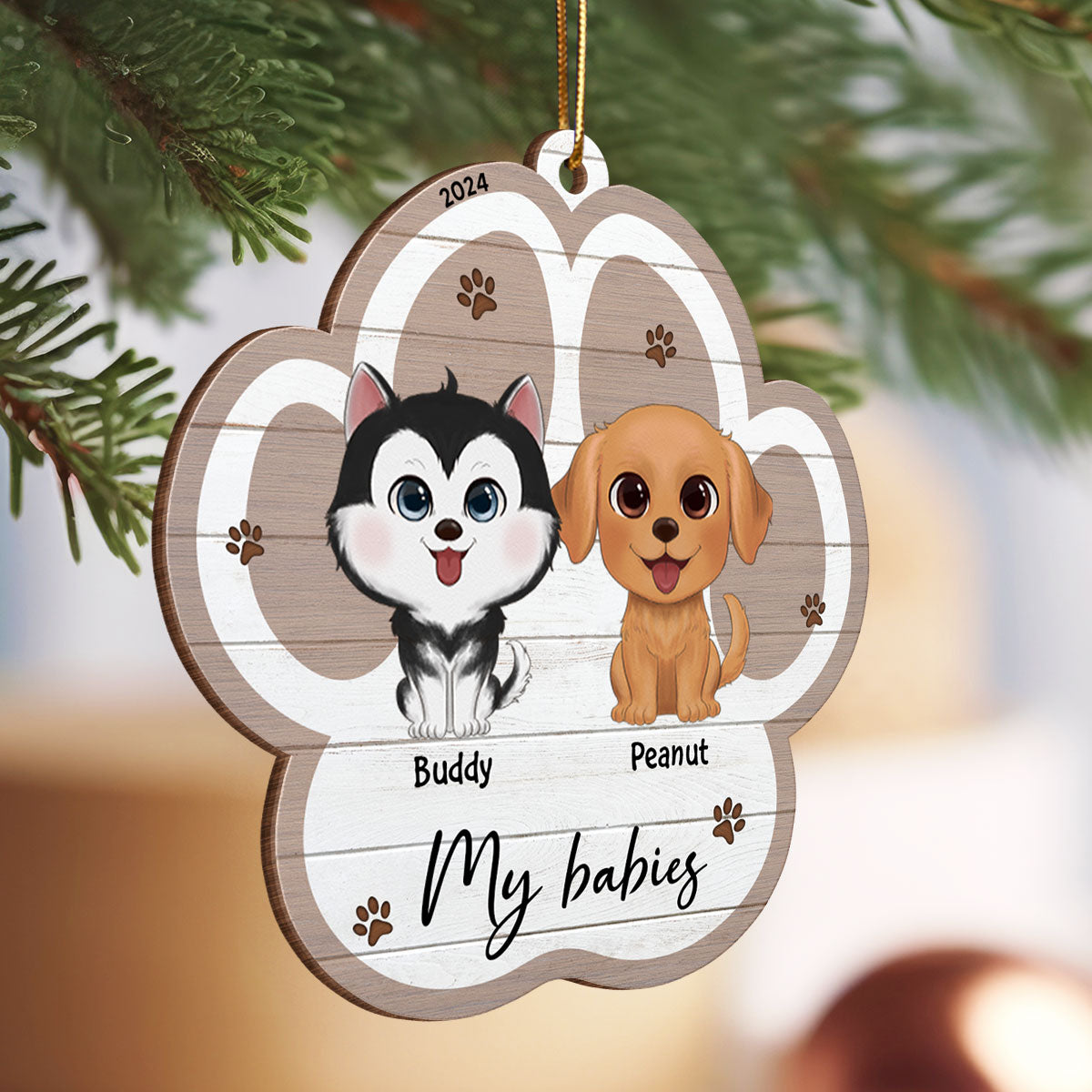 Merry Christmas Pet Lover Christmas Decor Personalized Wooden Ornament