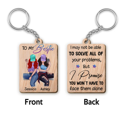 Selfie Besties To My Bestie Personalized Wooden Keychain