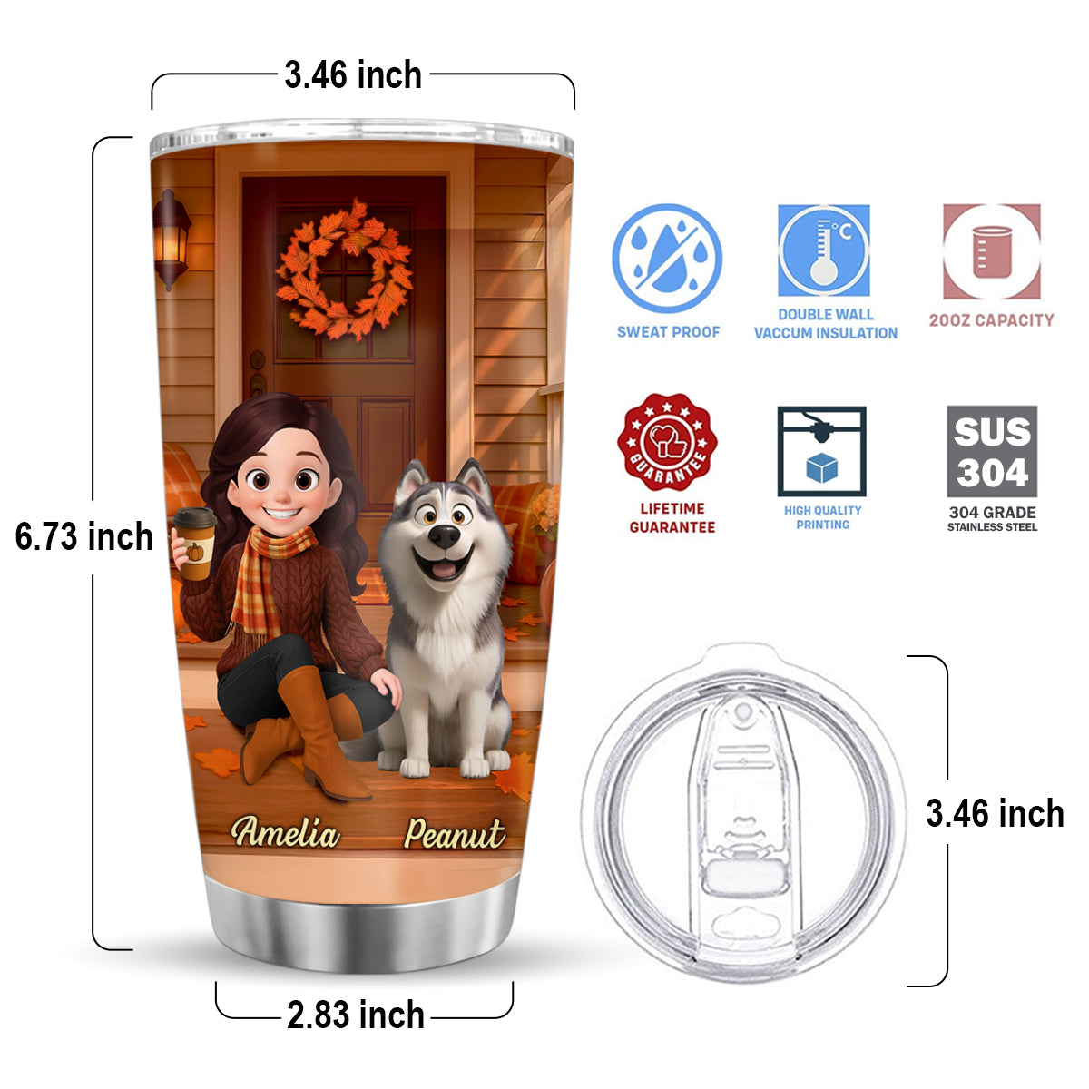 Cozy Fall Vibe Cute Cartoon Life Is Better With A Dog Personalized Tumbler