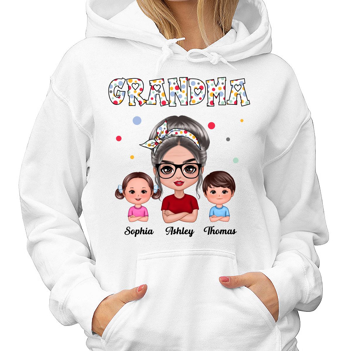 Colorful Dot Doll Grandma Grandkids Personalized Shirt