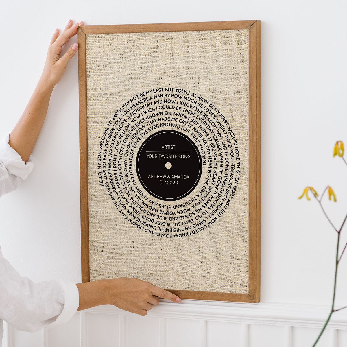 Vinyl Record First Dance Song Lyrics Wall Art Personalized Poster, Valentine's Day, Anniversary Gift for Him or Her - Music Lover