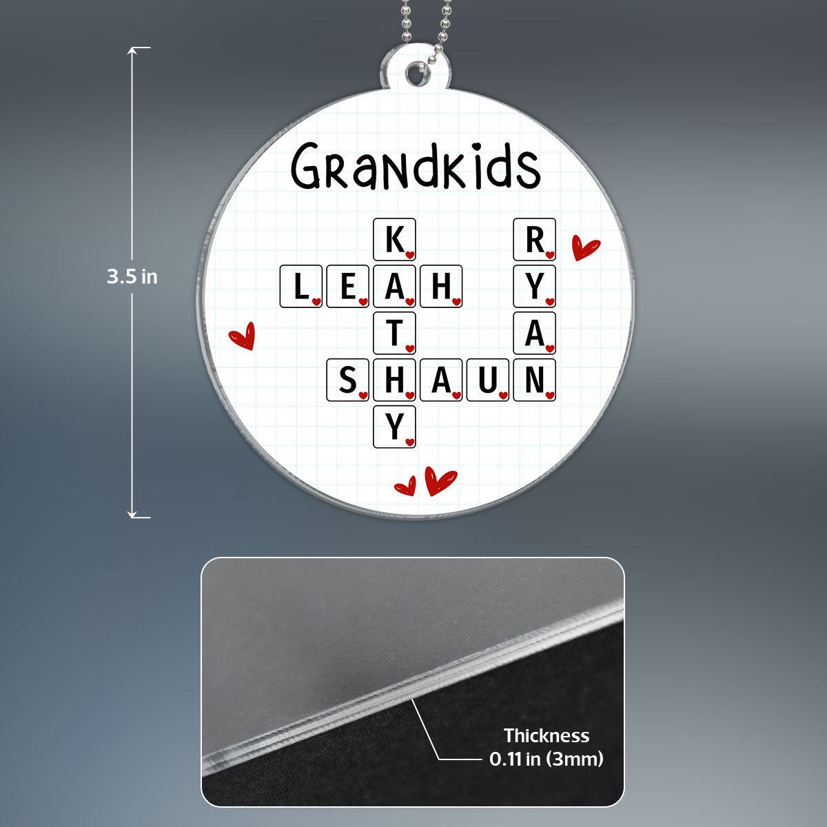 Grandkids Unique Crossword Art Puzzle Personalized Acrylic Ornament, Gift For Grandma Grandparents