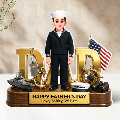 Proud American Navy Dad You Are Our Hero - Personalized Acrylic Block Plaque - Father's Day Gift For Dad