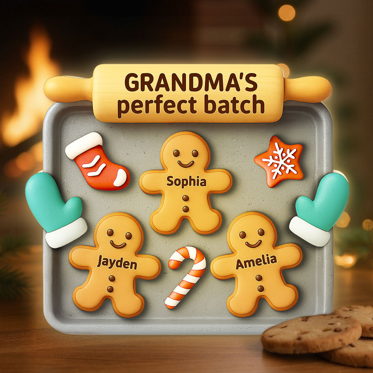 3D Effect Christmas Grandma Perfect Batch Cookies - Personalized Light Box - Gift For Grandma