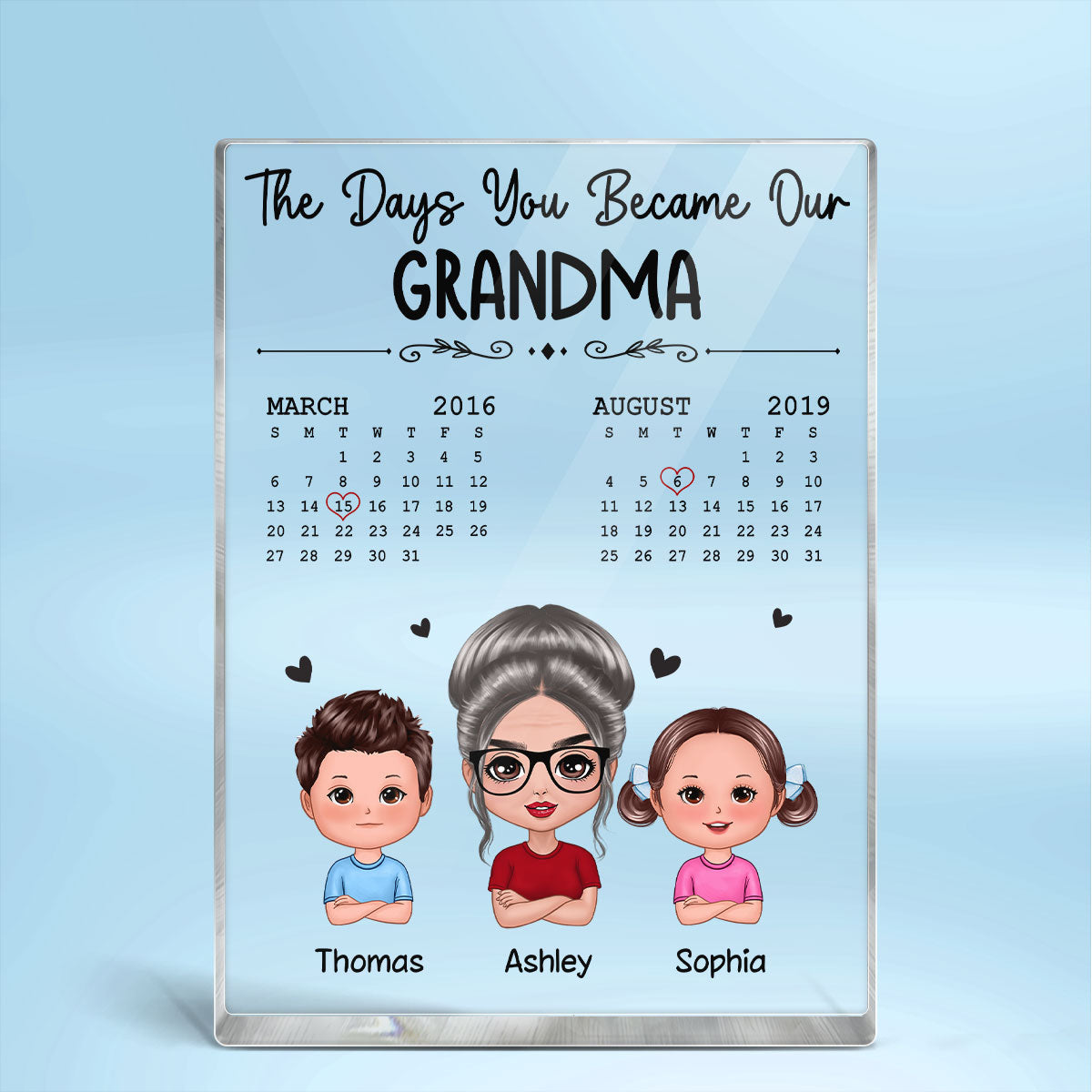 The Days You Became Our Grandma Woman & Doll Kids Personalized Vertical Rectangle Acrylic Block Plaque