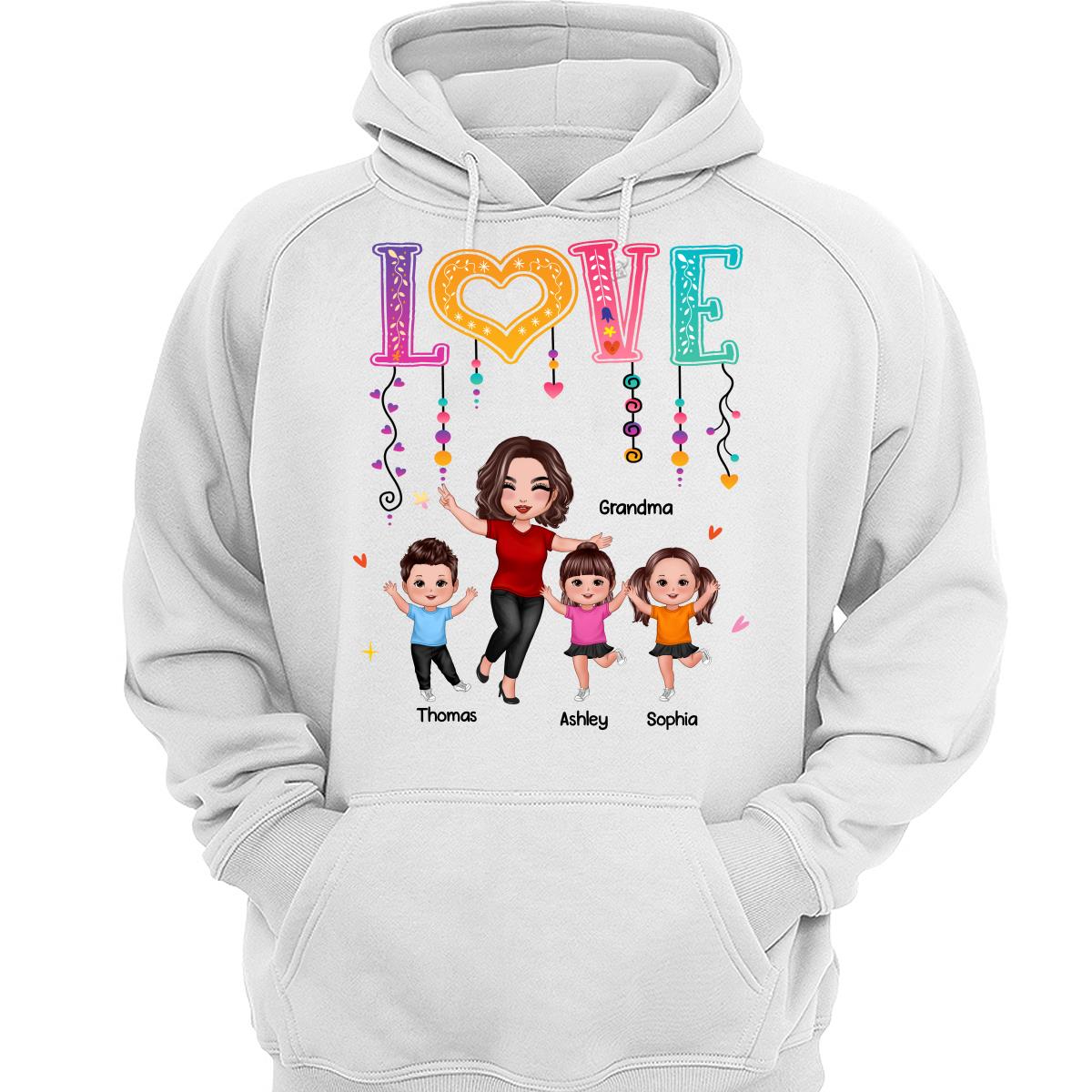 LOVE Happy Doll Grandma Mom With Kids Personalized Shirt