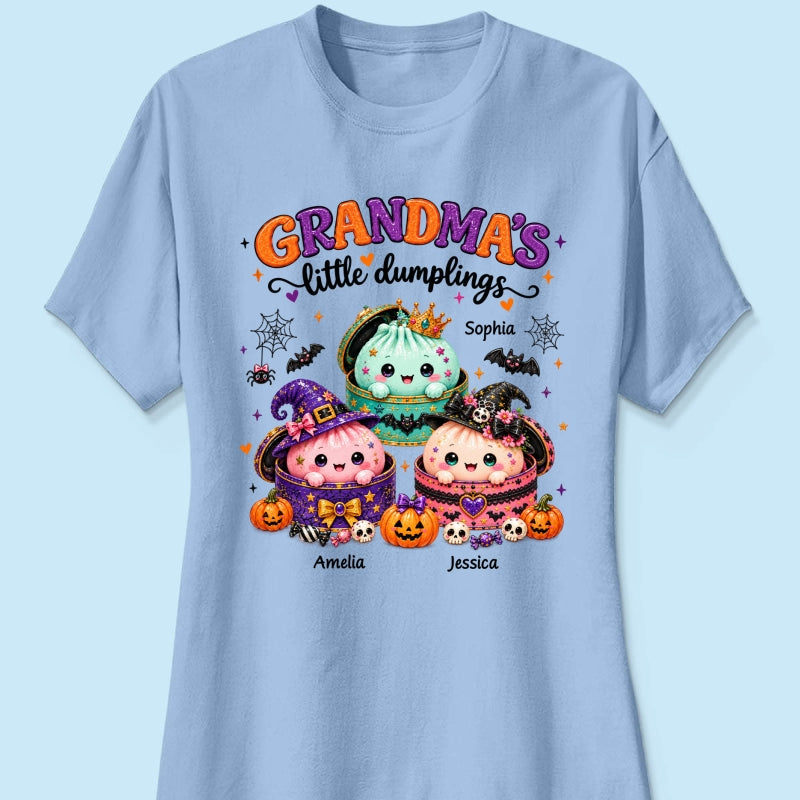 Grandma's Little Dumplings - Personalized Shirt - Trendy Fall Halloween Tee for Grandma