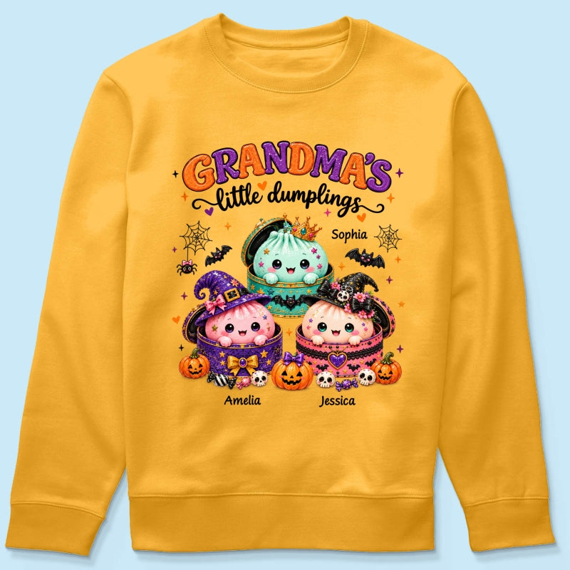 Grandma's Little Dumplings - Personalized Shirt - Trendy Fall Halloween Tee for Grandma