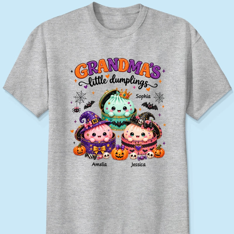 Grandma's Little Dumplings - Personalized Shirt - Trendy Fall Halloween Tee for Grandma