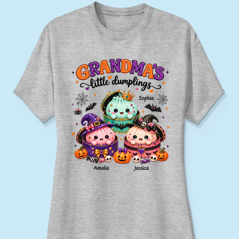 Grandma's Little Dumplings - Personalized Shirt - Trendy Fall Halloween Tee for Grandma