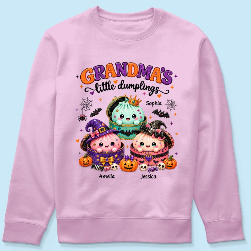 Grandma's Little Dumplings - Personalized Shirt - Trendy Fall Halloween Tee for Grandma