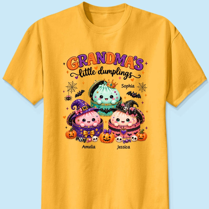 Grandma's Little Dumplings - Personalized Shirt - Trendy Fall Halloween Tee for Grandma